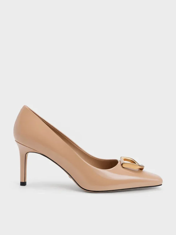 Gabine Patent Leather Tapered Pumps – Nude
